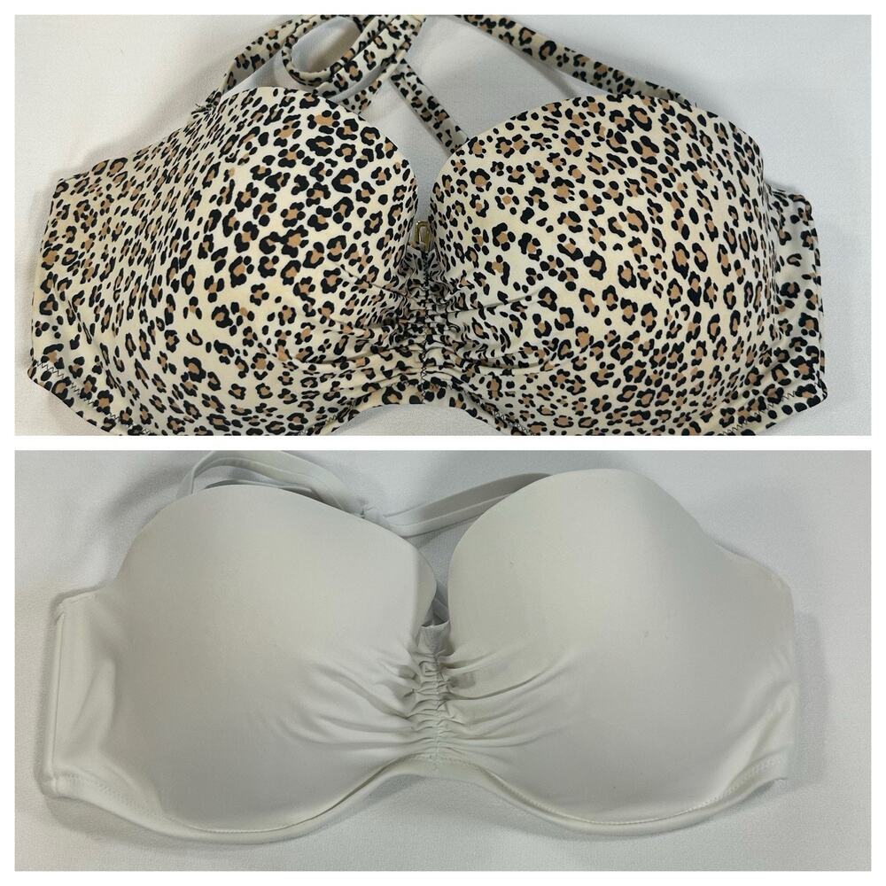 Victoria's Secret The Fabulous Bikini Top Underwired Padded Halter 36DD Lot of 2